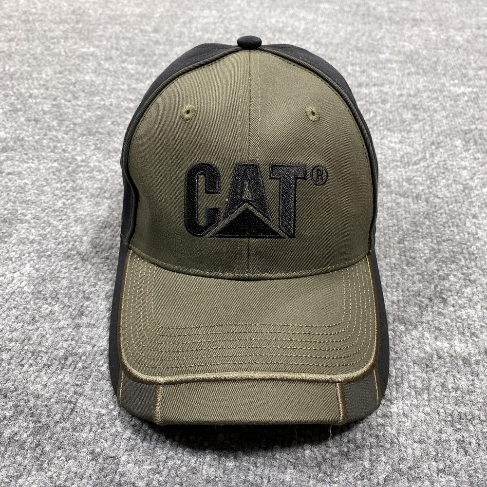 CAT Hat Cap Strap Back Mens One Size Green Veteran American Flag Cotton